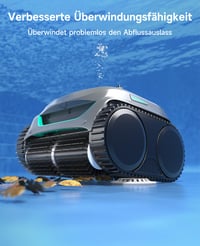 WYBOT C2 medencetisztító robot akkumulátoros, aljzat és fal, 150 m², dupla szűrés, 180 perc, App vezérlés, fekete-fehér 4