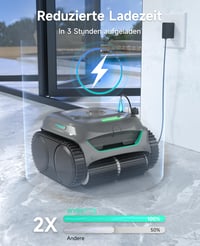 WYBOT C2 medencetisztító robot akkumulátoros, aljzat és fal, 150 m², dupla szűrés, 180 perc, App vezérlés, fekete-fehér 7