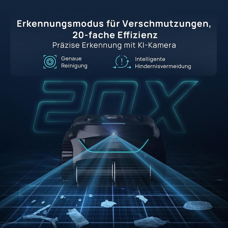 WYBOT C2 Vision-A Vezeték Nélküli Medence Takarító Robot, Kamera, 8 Mód, Erős Szívóerő - Black dark green