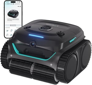 WYBOT C2 Vision-A bežični robotski čistač bazena s AI kamerom, 8 načina čišćenja, upravljanjem putem aplikacije i dvostrukim filterom - crno-tamnozeleni