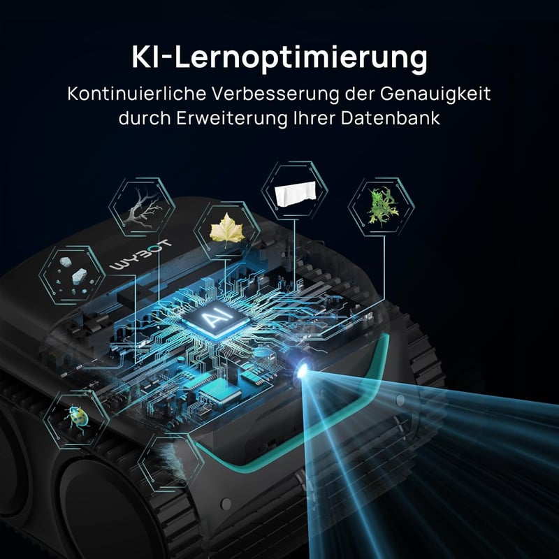 WYBOT C2 Vision-A Vezeték Nélküli Medence Takarító Robot, Kamera, 8 Mód, Erős Szívóerő - Black dark green