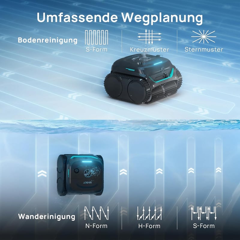 WYBOT C2 Vision-A Vezeték Nélküli Medence Takarító Robot, Kamera, 8 Mód, Erős Szívóerő - Black dark green