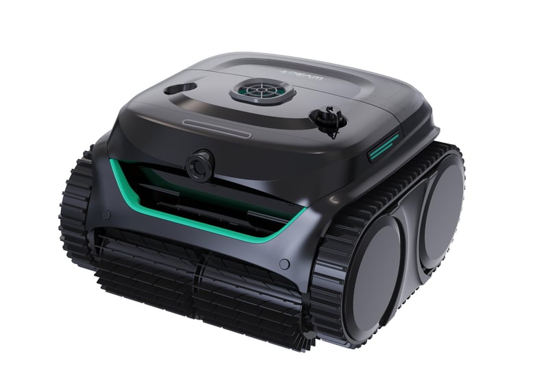 WYBOT C2 Vision AI akkumulátoros medencetisztító robot, padló és fal, kétszűrős, erős szívás, 180 m²-ig, fekete-zöld