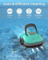 WYBOT vezeték nélküli medencetisztító robot 80 m2 feletti föld feletti medencéhez, dupla motoros porszívó, 100 perc, kettős szűrés, automata 8