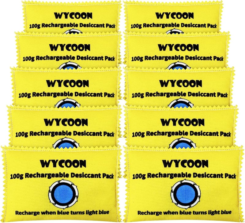 WYCOON 100g Szilika gél csomag 10db, páraelszívó zsák szekrénybe, autóba, fegyvertárba