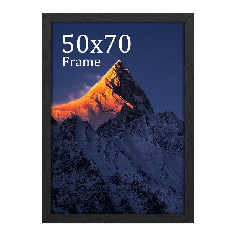 wyewye MDF drveni okvir za slike 50x70 cm, crni, s akrilnim staklom, za okomito i vodoravno postavljanje, za fotografije, postere i puzzle
