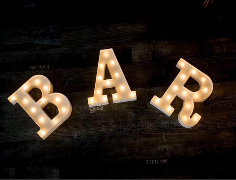 WYFCR Vintage Industrial LED Neon Bar Felirat Dekoráció Világító Betűk