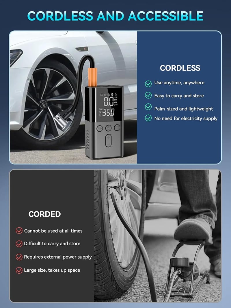 WYRIAZA 150 PSI elektromos légpumpa 4 módú digitális kijelzővel kerékpár autó motorkerékpár - #1