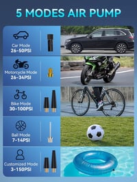 WYRIAZA 150 PSI elektromos légpumpa 4 módú digitális kijelzővel kerékpár autó motorkerékpár - #1 5