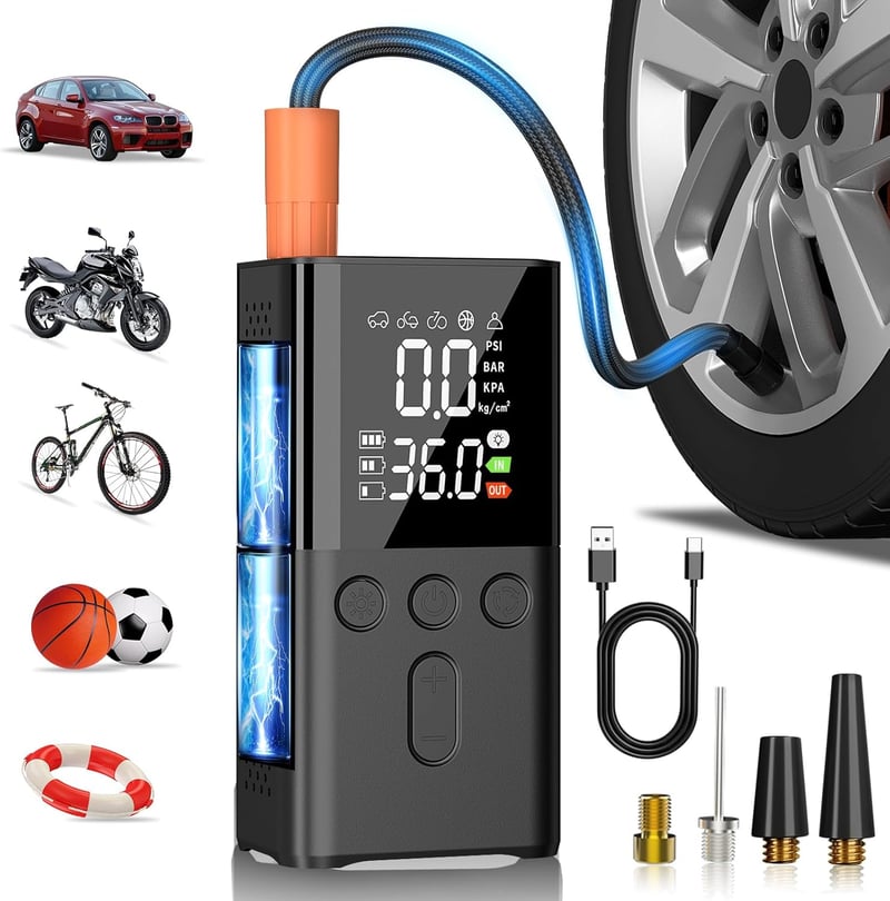 WYRIAZA 150 PSI elektromos légpumpa 4 módú digitális kijelzővel kerékpár autó motorkerékpár - #1