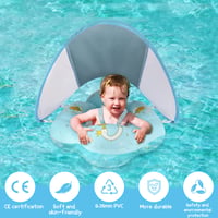 WYRIAZA Detské plávacie koleso so strieškou SPF 50+ – veľkosť L (6 – 36 mesiacov), 8 – 16 kg, modré, s balančnou loptou, nafukovacie detské plávacie koleso 3