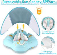 WYRIAZA Úszógumi Napellenzővel SPF 50+ 8-16kg Babáknak Biztonsági Úszógyűrű - L (6-36 Monate) 5