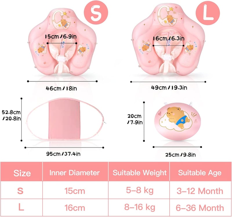 WYRIAZA Úszógumi Napellenzővel SPF 50+ Babáknak 5-16 kg Egyensúlygolyóval - S (5-8KGS)