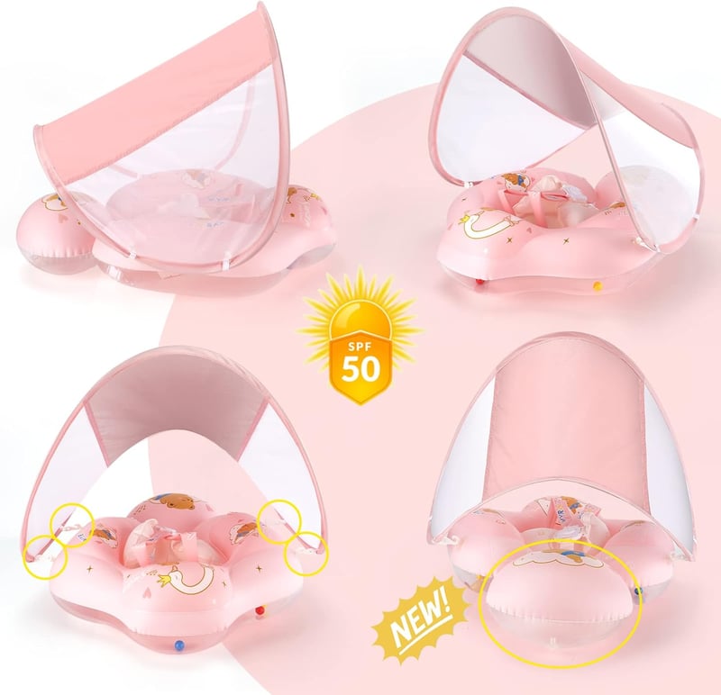 WYRIAZA Úszógumi Napellenzővel SPF 50+ Babáknak 5-16 kg Egyensúlygolyóval - S (5-8KGS)