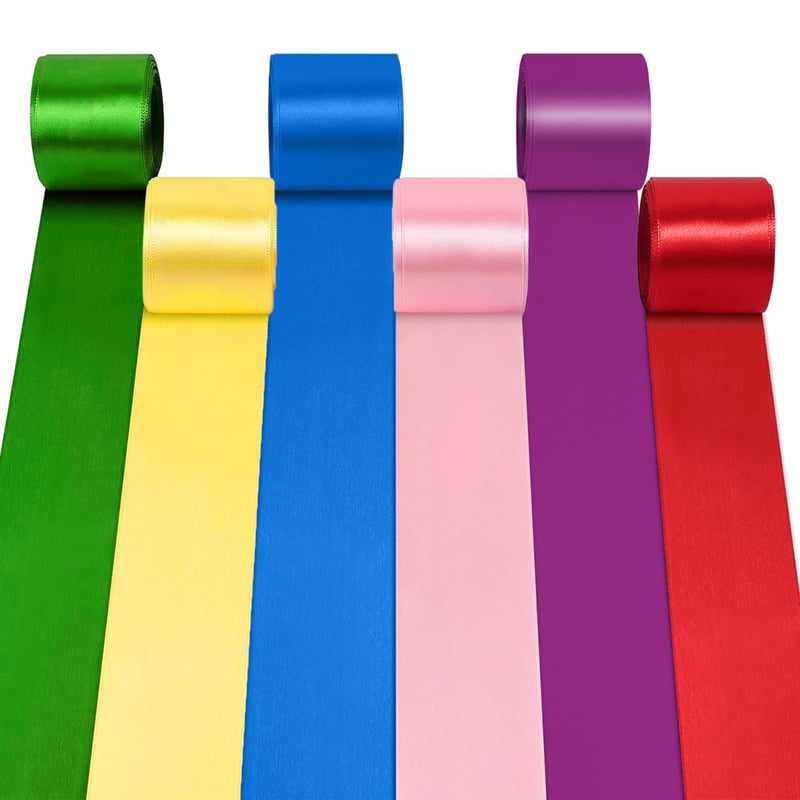 Bandă din Satin WYTNB, 6 Role, Lățime 50 mm, Panglică Decorativă pentru Cadouri, 10 m, Ghirlandă din Satin Mătăsos
