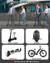 Wyxron 54.6V 2A Elektromos Roller Töltő - 5 Csatlakozós Univerzális Töltőkábel Ventilátorral, 48V Lítium Akkumulátorhoz, E-Bike Kompatibilis 5