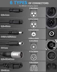 Wyxron 54.6V 2A Elektromos Roller Töltő - 5 Csatlakozós Univerzális Töltőkábel Ventilátorral, 48V Lítium Akkumulátorhoz, E-Bike Kompatibilis 3