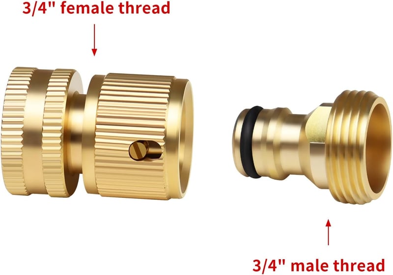Wzfc Kerti Locsolótömlő Gyorscsatlakozó Szett - 3/4" Réz Csapcsatlakozó Adapter Külső és Belső Menetes Kialakítással (2 db)
