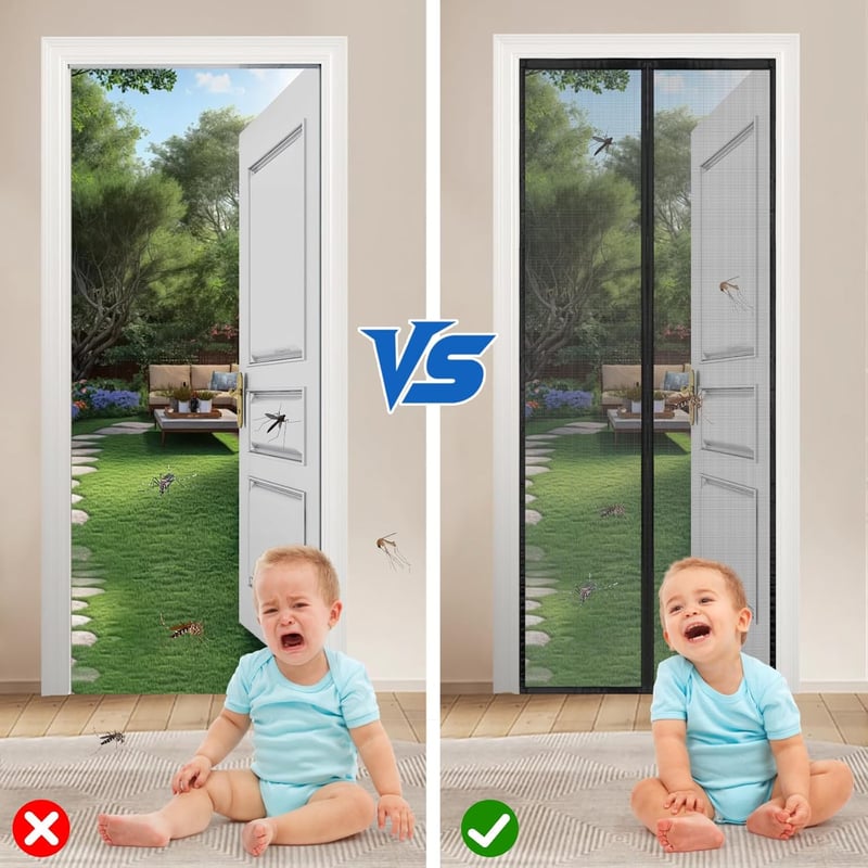 Wzlxcxxy Mágneses Szúnyogháló Erkélyajtóra 140x220cm Fekete