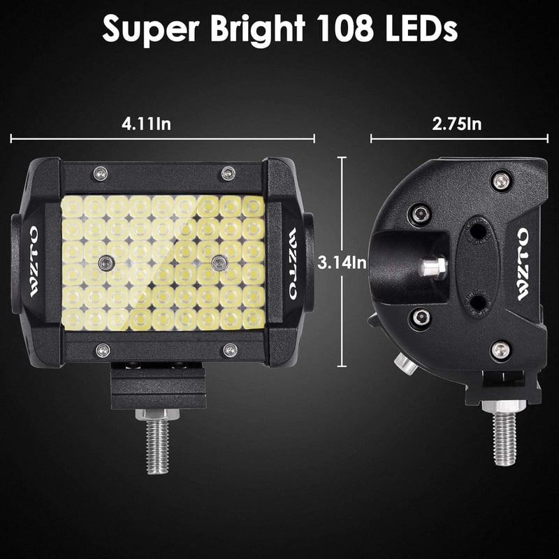 Lumină de lucru LED și far suplimentar WZTO - Proiector auxiliar impermeabil 300W pentru motocicletă, lumină de poziție spate