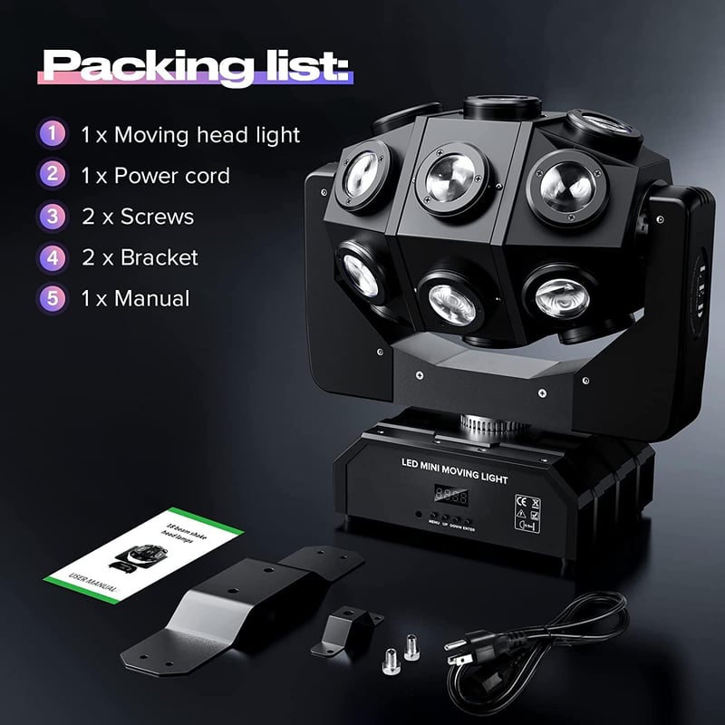 WZYBUTA 180 W LED mozgó fejű disco lámpa RGBW DMX 512 csatornás színpadi fény clubhoz esküvőre karácsonyra