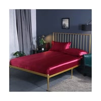 Wzywai Szatén Gumis Lepedő 180x200+25 cm Selyemfényű Prémium Ágylap Bordó Vörös Színben Matracmagasság 25 cm-ig 1