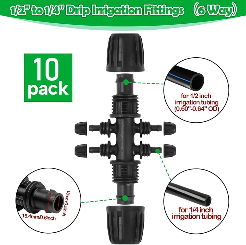 Wzzy Gurden 20db Csepegtetőrendszer Adapter Szett 16mm Csőhöz 4-6 Irányú