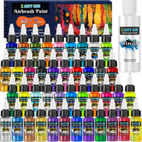 X ARTY HUB 42 Színű Airbrush Festék Készlet Thinnerrel, Irizáló és Neon Színek 1