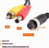 X AUTOHAUX 1 buc. cablu adaptor cameră marșarier auto 40 cm, M12 4 pini mamă la RCA AV DC tată 4