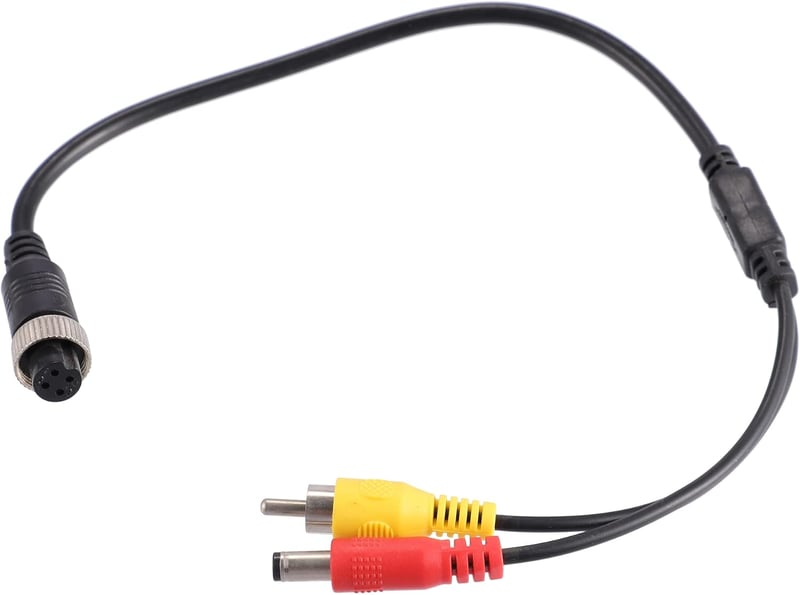 X AUTOHAUX 1 buc. cablu adaptor cameră marșarier auto 40 cm, M12 4 pini mamă la RCA AV DC tată