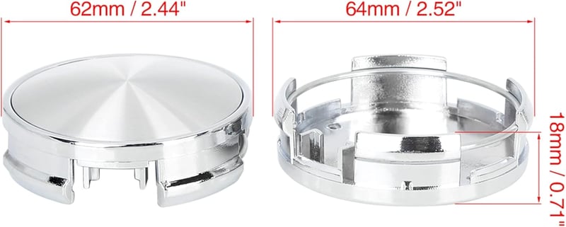 X AUTOHAUX 62 mm-es Ezüst Felni Közép Kupak Szett - 4 db Autó Kerékagy Dísztárcsa 4 Füllel, Univerzális Felnikhez