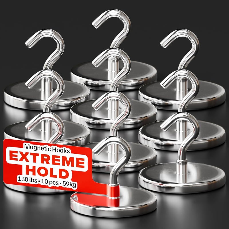 X-BET MAGNET 59kg Erős Mágneses Horog Szett 10db Ezüst - Konyha Kert Otthon