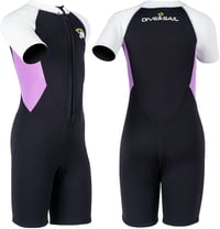 X-mAnTA Gyermek Neoprén Shorty Búvárruha 2,5 mm - Lila Rövidített Vízisport Ruha Elülső Cipzárral Úszáshoz, Búvárkodáshoz, Szörfözéshez - 2XL méret 2