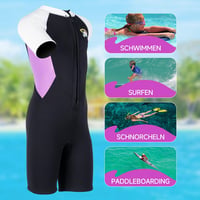 X-mAnTA Gyermek Neoprén Shorty Búvárruha 2,5 mm - Lila Rövidített Vízisport Ruha Elülső Cipzárral Úszáshoz, Búvárkodáshoz, Szörfözéshez - 2XL méret 7
