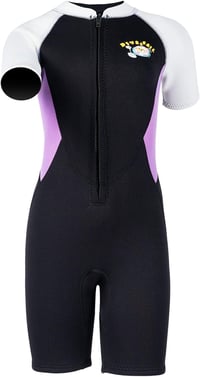 X-mAnTA Gyermek Neoprén Shorty Búvárruha 2,5 mm - Lila Rövidített Vízisport Ruha Elülső Cipzárral Úszáshoz, Búvárkodáshoz, Szörfözéshez - 2XL méret 1