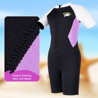 X-mAnTA Gyermek Neoprén Shorty Búvárruha 2,5 mm - Lila Rövidített Vízisport Ruha Elülső Cipzárral Úszáshoz, Búvárkodáshoz, Szörfözéshez - 2XL méret 5