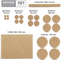X-Protector Öntapadós Filc Csúszka 181 db Bútor Védelem Fa Padló - 181 PCS Beige 5