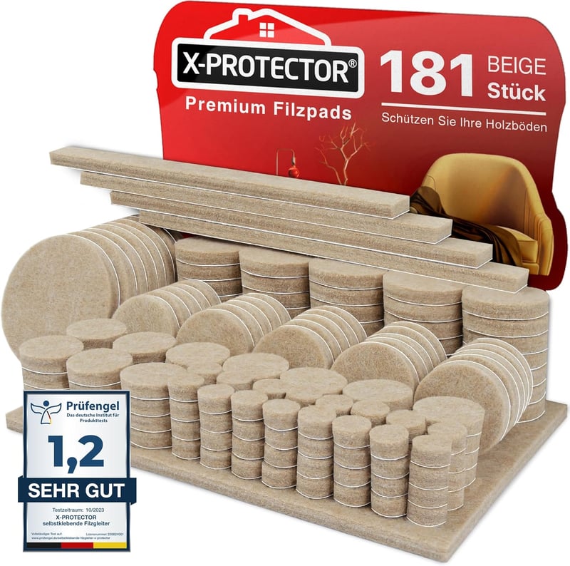 X-Protector Öntapadós Filc Csúszka 181 db Bútor Védelem Fa Padló - 181 PCS Beige