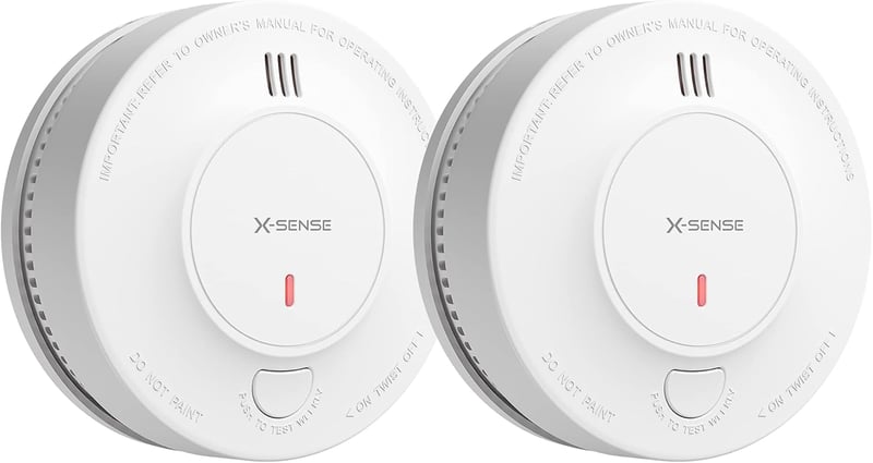 X-Sense SD2J0AX Füstérzékelő Szett - 2 db Fotoelektromos Tűzjelző, 10 Éves Elemmel, EN14604 Tanúsítvánnyal, ABS Műanyag Ház