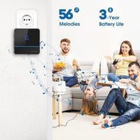 X-Sense Vezeték Nélküli Csengő - 2 Vevőegységgel, 600m Hatótávolság, 56 Dallam, IP55 Vízálló, 115dB Hangerő, LED Jelzés, Memória Funkcióval 5