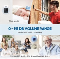 X-Sense Vezeték Nélküli Csengő - 2 Vevőegységgel, 600m Hatótávolság, 56 Dallam, IP55 Vízálló, 115dB Hangerő, LED Jelzés, Memória Funkcióval 3