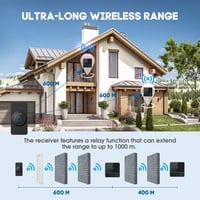 X-Sense Vezeték Nélküli Csengő - 2 Vevőegységgel, 600m Hatótávolság, 56 Dallam, IP55 Vízálló, 115dB Hangerő, LED Jelzés, Memória Funkcióval 2