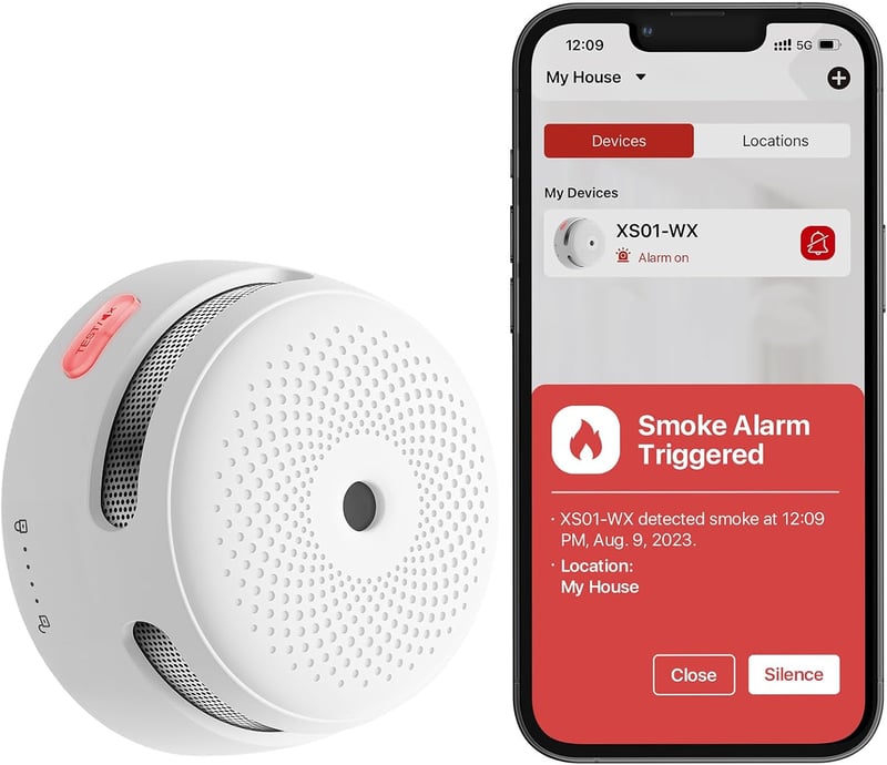 X-Sense Wi-Fi Füstérzékelő Otthonra Cserélhető Elemmel, Okos Tűzjelző Riasztó Mobil Alkalmazással, EN 14604 Szabvány, XS01-WX