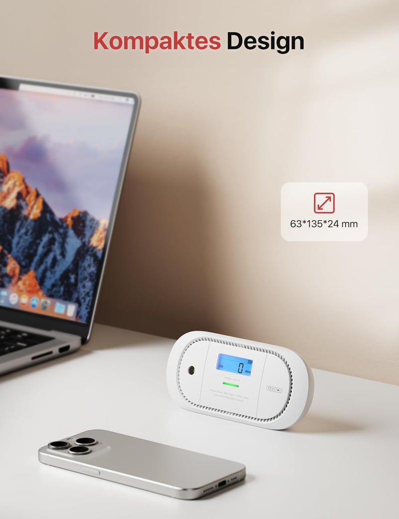 X-Sense XC01-R Szénmonoxid Érzékelő, TÜV Tanúsítvánnyal, Digitális LCD Kijelzővel, 7 Éves Cserélhető Elemmel, Memória Funkcióval, Falra Szer
