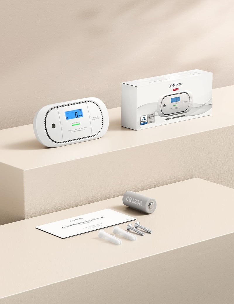X-Sense XC01-R Szénmonoxid Érzékelő, TÜV Tanúsítvánnyal, Digitális LCD Kijelzővel, 7 Éves Cserélhető Elemmel, Memória Funkcióval, Falra Szer