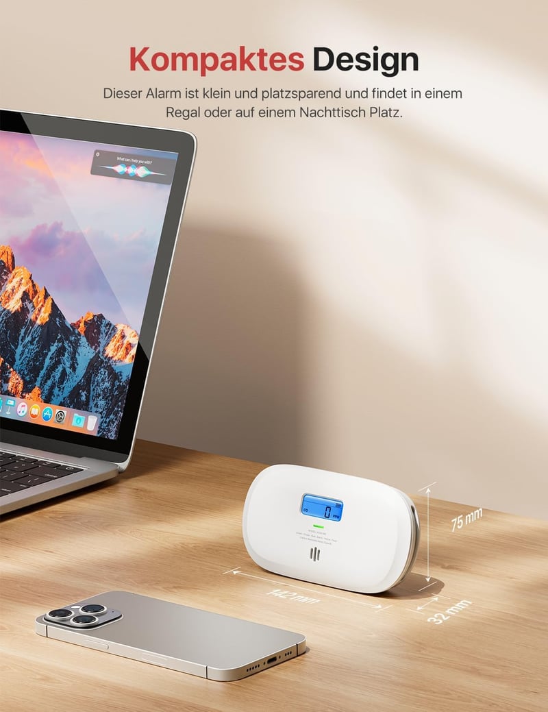 X-Sense XC0C-SR Szén-monoxid Érzékelő, TÜV Tanúsítvánnyal, 10 Éves Szenzorral, Digitális Kijelzővel és Cserélhető Elemmel, Tesztgombos CO 