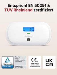X-Sense XC0C-SR Szén-monoxid Érzékelő, TÜV Tanúsítvánnyal, 10 Éves Szenzorral, Digitális Kijelzővel és Cserélhető Elemmel, Tesztgombos CO  2