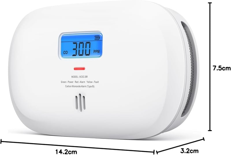 X-Sense XC0C-SR Szén-monoxid Érzékelő, TÜV Tanúsítvánnyal, 10 Éves Szenzorral, Digitális Kijelzővel és Cserélhető Elemmel, Tesztgombos CO 