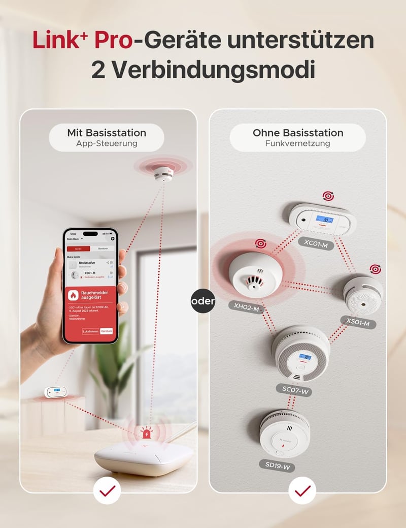 X-Sense XH02-M Vezeték Nélküli Hőérzékelő 10 Éves Elemmel - Összekapcsolható Riasztó Rendszer Konyha, Garázs és Padlás Védelméhez, Bázisállo