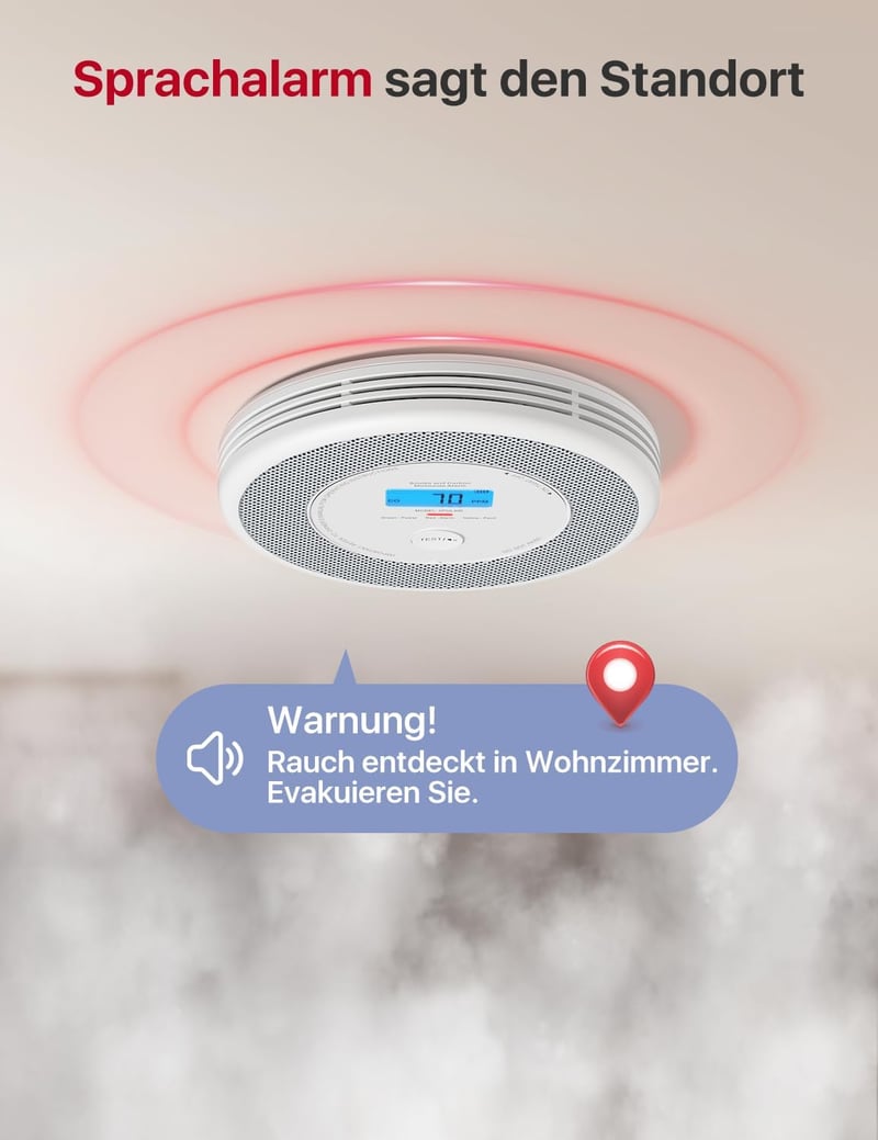 X-Sense Vezeték Nélküli Füst- és Szénmonoxid Érzékelő, Hangos Riasztással és Helyazonosítással, 2-in-1 Füstjelző SBS50 Bázisállomással, XP0A